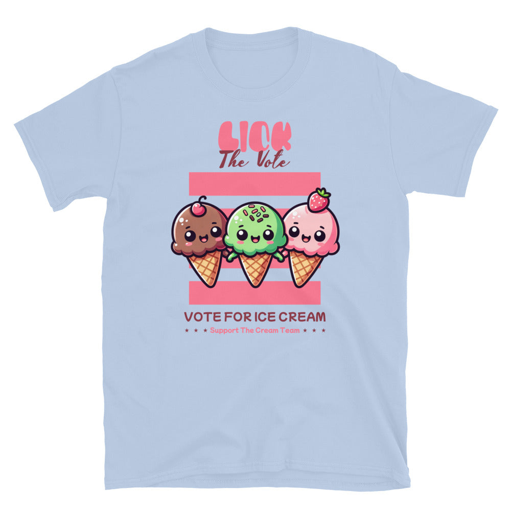 Lick The Vote Kawaii Ice Cream TShirt - Light Blue Color - https://ascensionemporium.net